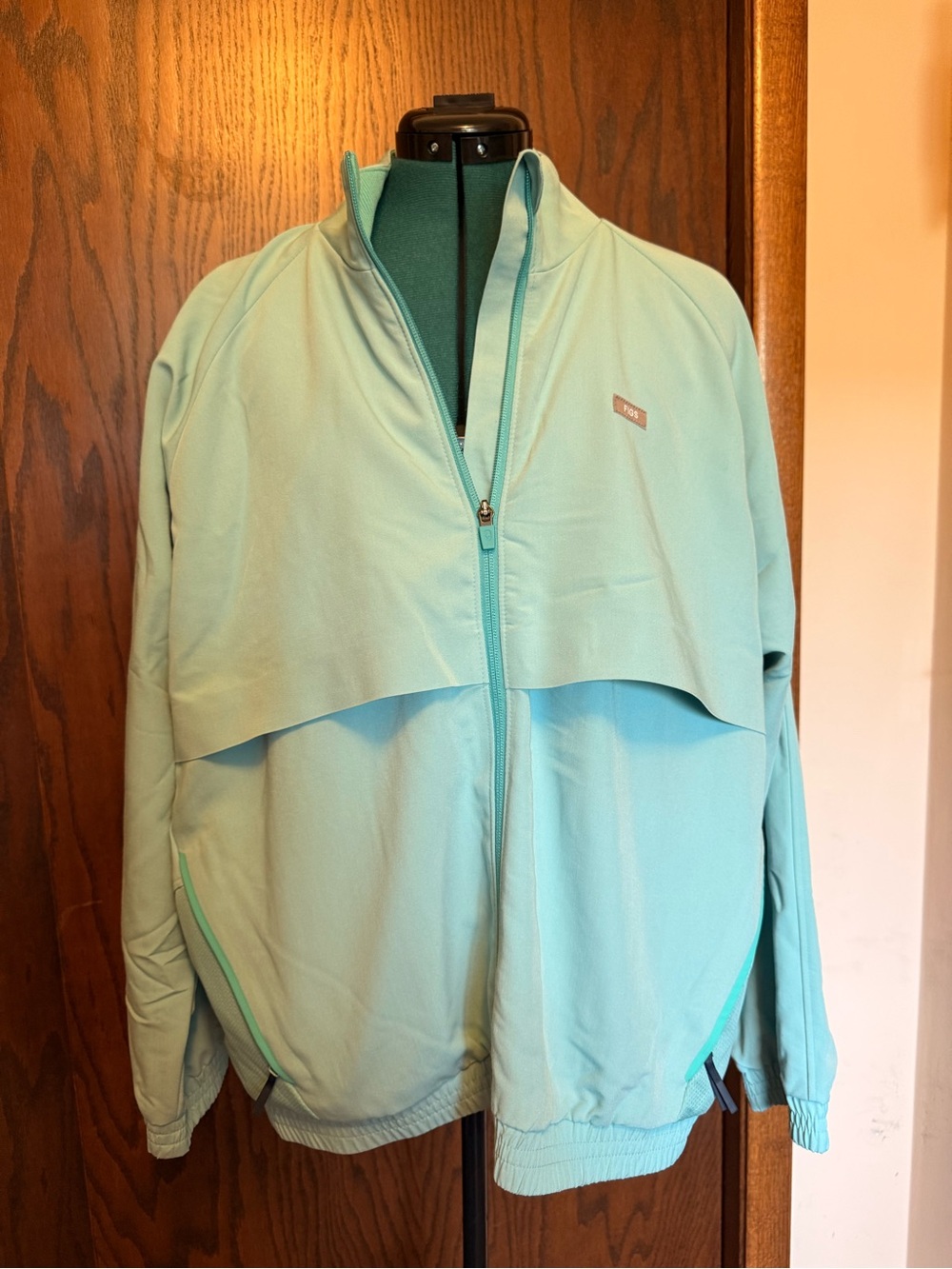 Figs Light Teal Zip-Front Women's Jacket